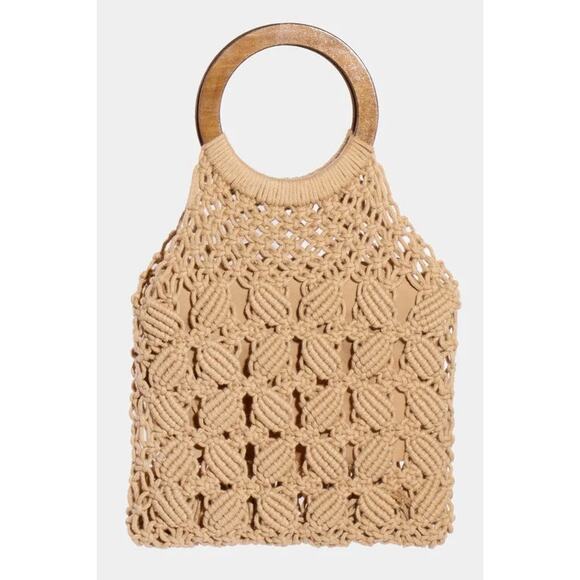 Fame Boho Braided Wooden Top Handle Bag - Picture 5 of 9